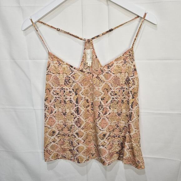 Eloise Anthropologie Cropped Tank Top Silk Snake Beige Size XS - Picture 1 of 8